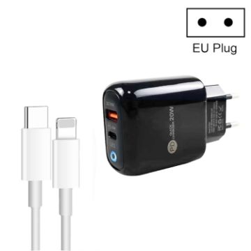 PD04 Type-C + USB Mobile Phone Charger with Type-C to 8 Pin Cable - 1