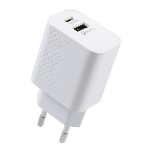 LZ-105A+C PD 20W USB-C/Type-C+QC 3.0 Charger EU Plug White - 1