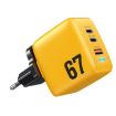 WK WP-U141 67W USB+Double USB-C/Type-C GaN Charger EU Plug Yellow - 1