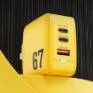 WK WP-U141 67W USB+Double USB-C/Type-C GaN Charger EU Plug Yellow - 3