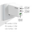 GaN PD65W Type-C x 2 + USB3.0 Laptop Adapter EU Plug White - 6