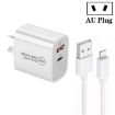 PD30W USB-C/Type-C + QC3.0 USB Dual Port Charger with 1m USB to 8 Pin Data Cable - 1