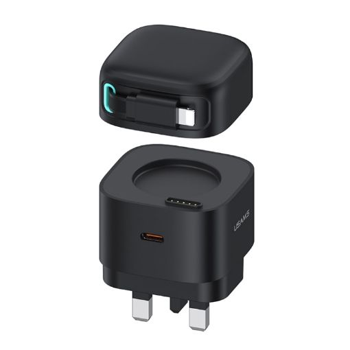 USAMS PD35W Dual Port GaN Fast Charger, UK Plug - Black - 1