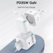 USAMS PD35W Dual Port GaN Fast Charger, EU Plug - White - 2