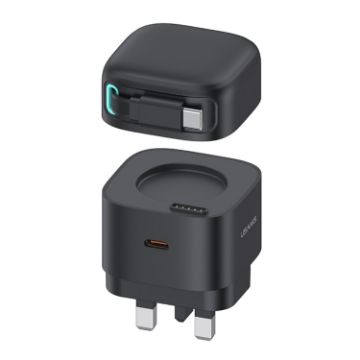 USAMS PD35W Dual Type-C Port GaN Fast Charger, UK Plug - Black - 1