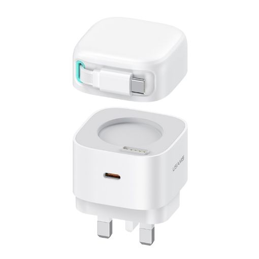 USAMS PD35W Dual Type-C Port GaN Fast Charger, UK Plug - White - 1