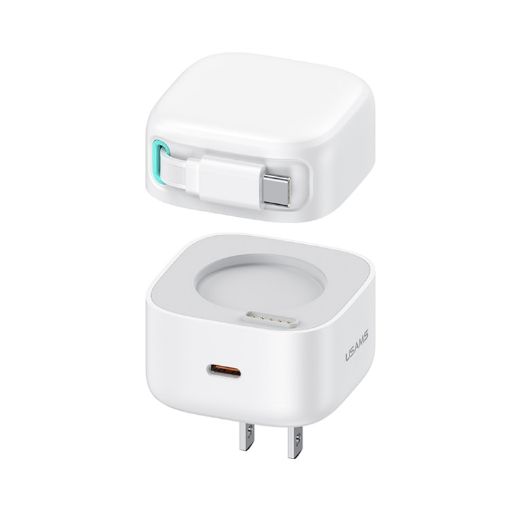 USAMS PD35W Dual Type-C Port GaN Fast Charger, US Plug (White) - 1