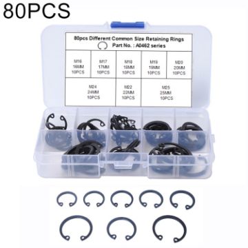 Picture of 80 PCS Car C Shape Circlip Snap Ring Assortment Retaining Rings