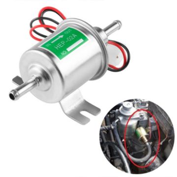 Picture of HEP-02A Universal Car 12V Fuel Pump Inline Low Pressure Electric Fuel Pump (Silver)