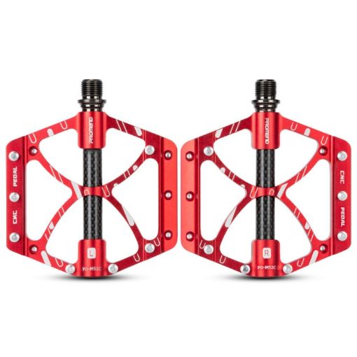 Promend PD-M52C Bicycle Aluminum Alloy + Carbon Fiber Pedals (Red) - 1