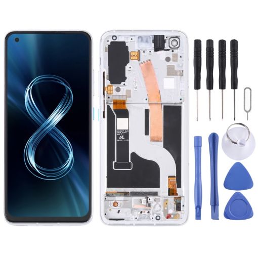 AMOLED LCD Screen for Asus Zenfone 8 ZS590KS with Frame - Silver - 1