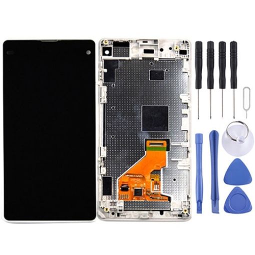 LCD Display + Touch Panel with Frame for Sony Xperia Z1 Compact White - 1