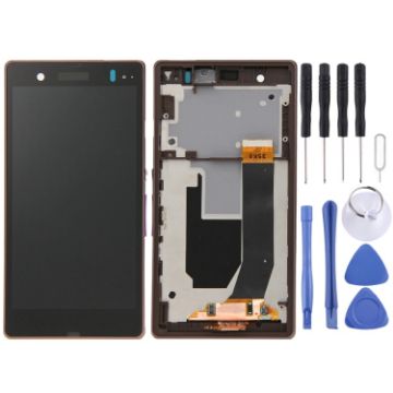 LCD Display + Touch Panel with Frame for Sony Xperia Z Purple - 1