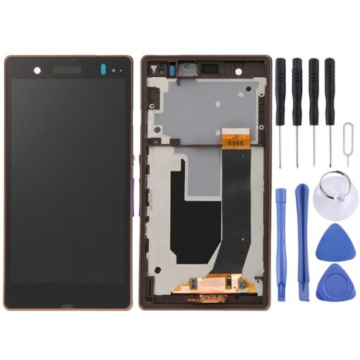 LCD Display + Touch Panel with Frame for Sony Xperia Z Purple - 1