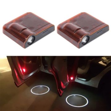 Picture of 2 PCS LED Ghost Shadow Light, Car Door LED Laser Welcome Decorative Light, Display Logo for Peugeot Car Brand (Red)