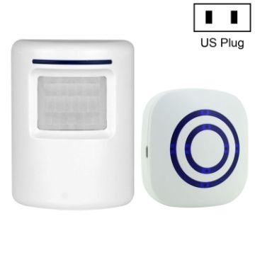 Picture of FY-0256 2 in 1 PIR Infrared Sensors (Transmitter + Receiver) Wireless Doorbell Alarm Detector for Home/Office/Shop/Factory, US Plug