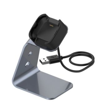 Universal Aluminum Charger Holder for Fitbit Versa - Fast Charging (Grey) - 1