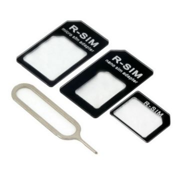 Picture of 4 in 1 Nano SIM to Micro SIM Card Kit for iPhone 5/4S with Eject Pin Tool (Black)