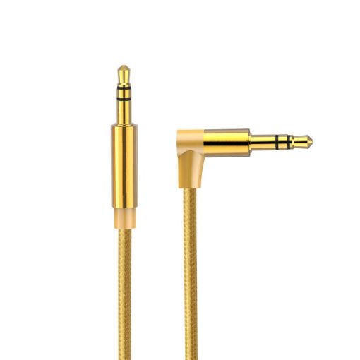 AV01 3.5mm Male to Male Elbow Audio Cable 1.5m Gold - 1