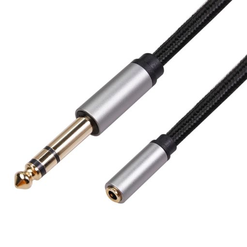 6.35mm Male to 3.5mm Female Audio Adapter Cable - 1.5m Length - 1