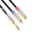 6.35mm Male to Dual RCA Male Audio Cable, 1.8m Length - 1
