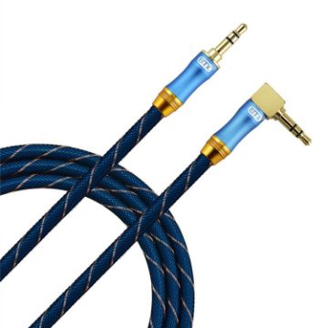 EMK 90-Degree Car 3.5mm Audio Cable Extension Cable - 5M Blue - 1