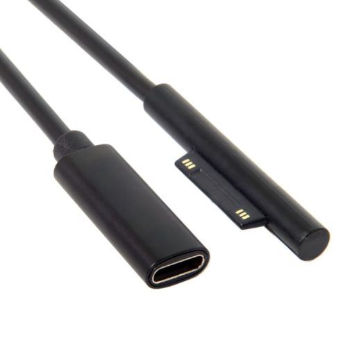 Type-C/USB-C Power Charging Cable for Microsoft Surface Pro 5/6, 30cm Black - 1