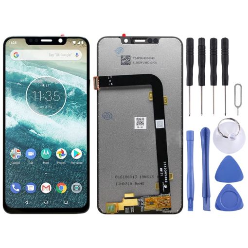 Motorola One Power TFT LCD Screen with Digitizer Full Assembly - Black - 1