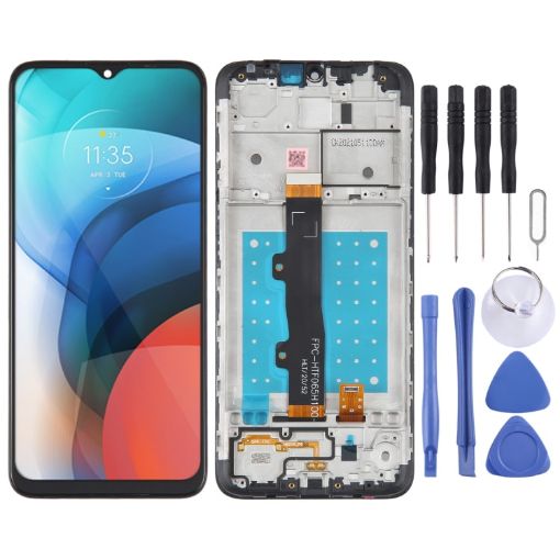 Motorola Moto E7 LCD Screen & Digitizer Assembly with Frame - Black - 1