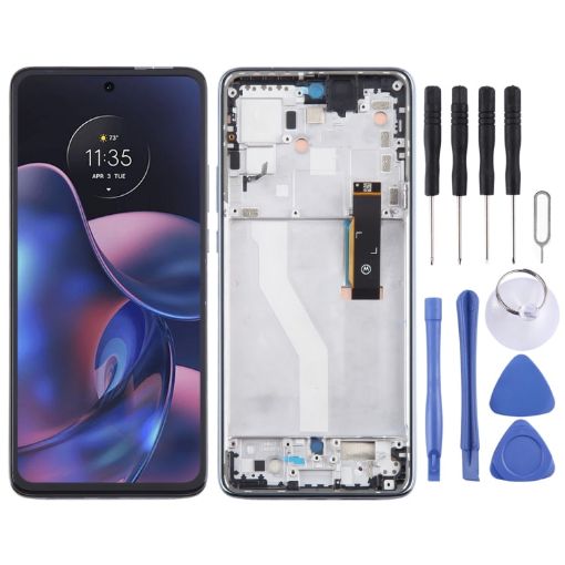 Motorola Edge 2022 OEM LCD Screen Digitizer Full Assembly with Frame - Black - 1