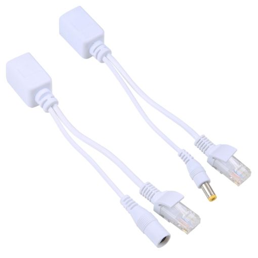 2 in 1 RJ45 POE Injector and Splitter Cable Set - White - 1