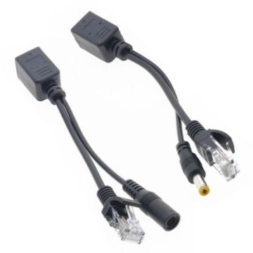 2 in 1 RJ45 POE Injector and Splitter Cable Set - Black - 1