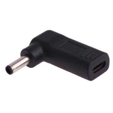Picture of USB-C/Type-C Female to 4.5 x 3.0mm Male Plug Elbow Adapter Connector (Black)