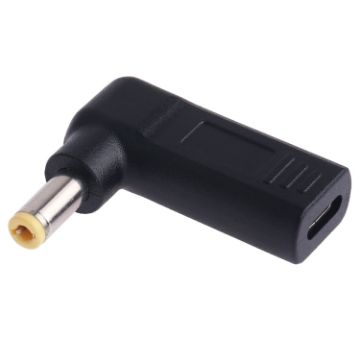 Picture of USB-C/Type-C Female to 5.5 x 2.5mm Male Plug Elbow Adapter Connector