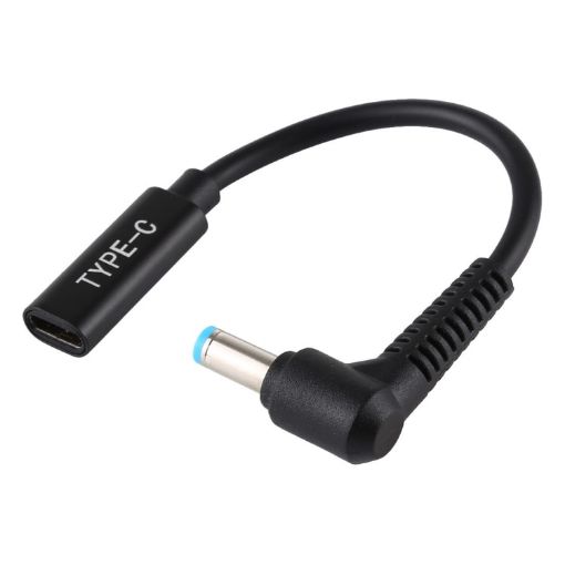 DP 5.5 x 1.7mm to Type-C Female Power Adapter Charger Cable - Black - 1