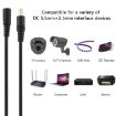 5m Black DC Power Extension Cable - 8A Female to Male, 5.5 x 2.5mm - 6
