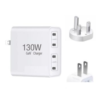 GaN130W 4-Port USB-C PD65W/PD30W Charger - UK/US Plug - 1