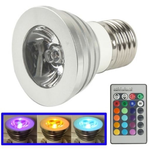 E27 3W RGB Flash LED Light Bulb with Remote Controller - 1