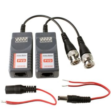 Picture of 2 PCS Passive Video Balun with Power Video/Data (Grey)