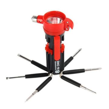 8 in 1 Car Safety Hammer with Screwdriver Flashlight - 1
