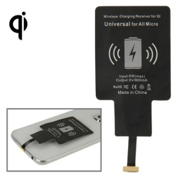 Wireless Charging Receiver For QI, Universal Micro (Black) - 1
