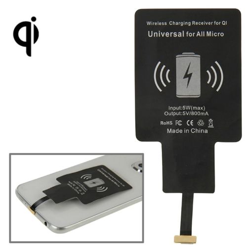 Wireless Charging Receiver For QI, Universal Micro (Black) - 1