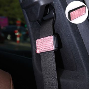 Picture of Car Seat Belts Crystal Clip Fixer Tightening Regulator (Pink)
