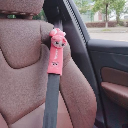 Cute Cartoon Seat Belt Cushion, Pink Cat - 30.5cm - 1