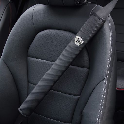 50cm Carbon Fiber Car Leather Seat Belt Cover Shoulder Pads - 1