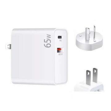 65W USB-C/Type-C + QC3.0 Laptop Charging Adapter - AU/US Plug - 1
