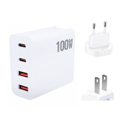GaN 100W Dual USB + Dual USB-C Charger for Apple MacBook - US/EU Plug - 1