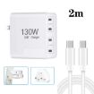 130W USB-C Four Port GaN Charger with 2m Cable - EU/UK/AU/US Plug - 1