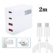 GaN 100W Dual USB + Dual USB-C Charger with 2m Type-C Cable - 1