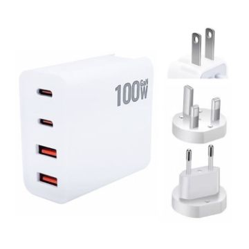 GaN 100W Dual USB + Dual USB-C Charger for Apple MacBook - US/EU/UK Plug - 1
